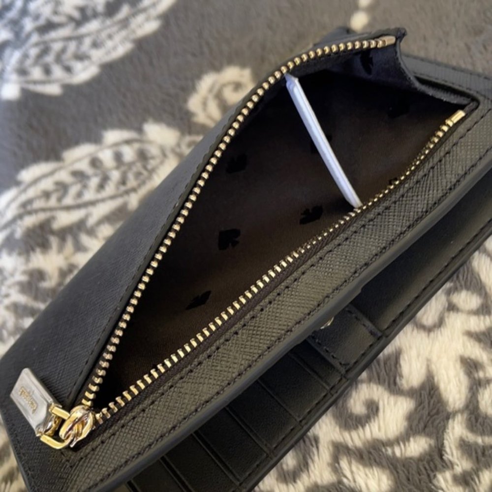 Kate Spade Staci Large Slim Bifold Wallet Black - Picture 13 of 16